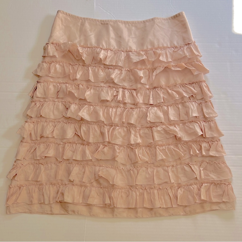 SILK Peach Powdered Pink Layered Tiered Skirt Ruffles Size L